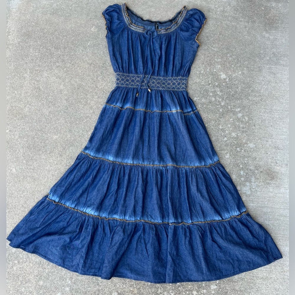 Indigo and Lace Denim Jean Flair Summer Dress